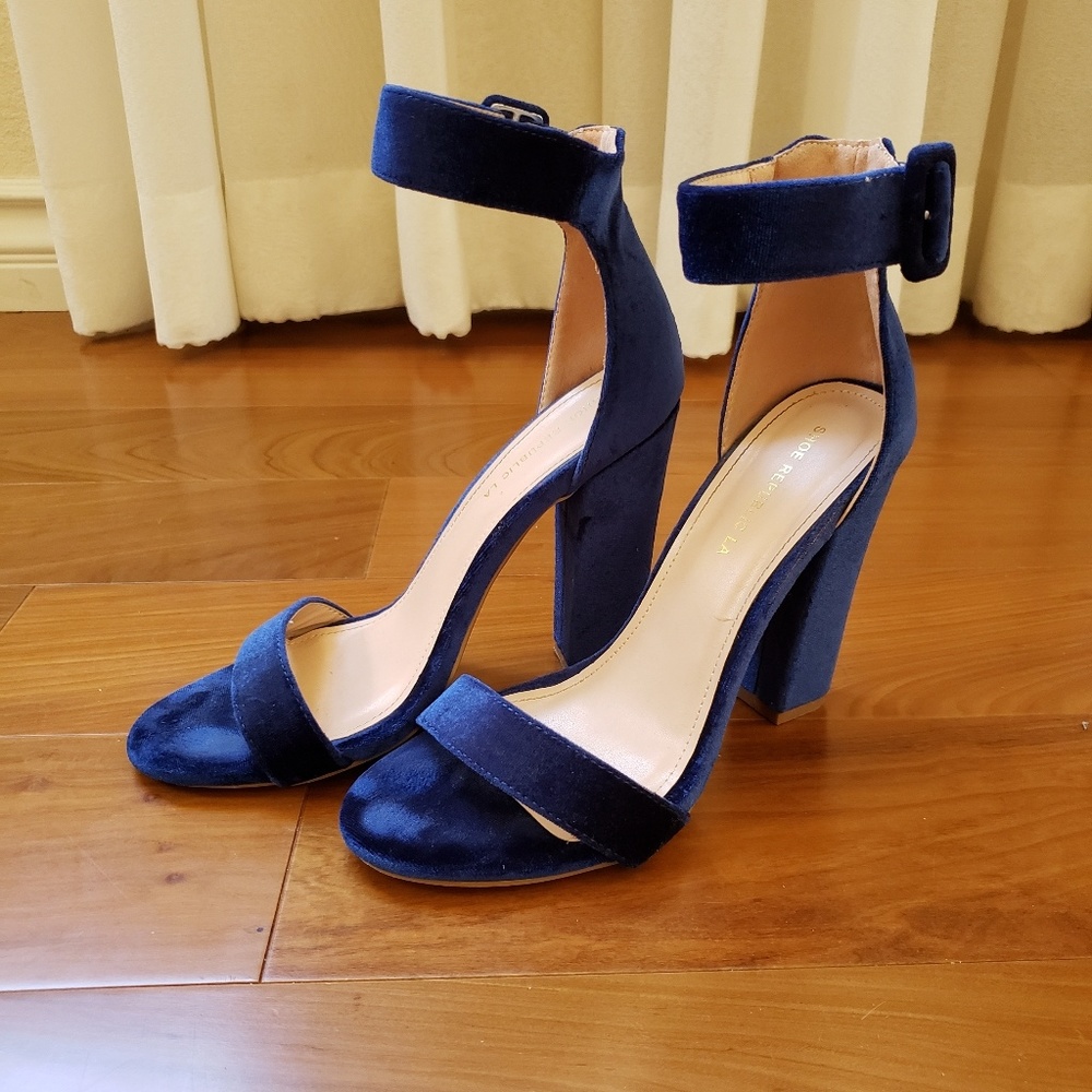 Navy Blue Velvet Heels